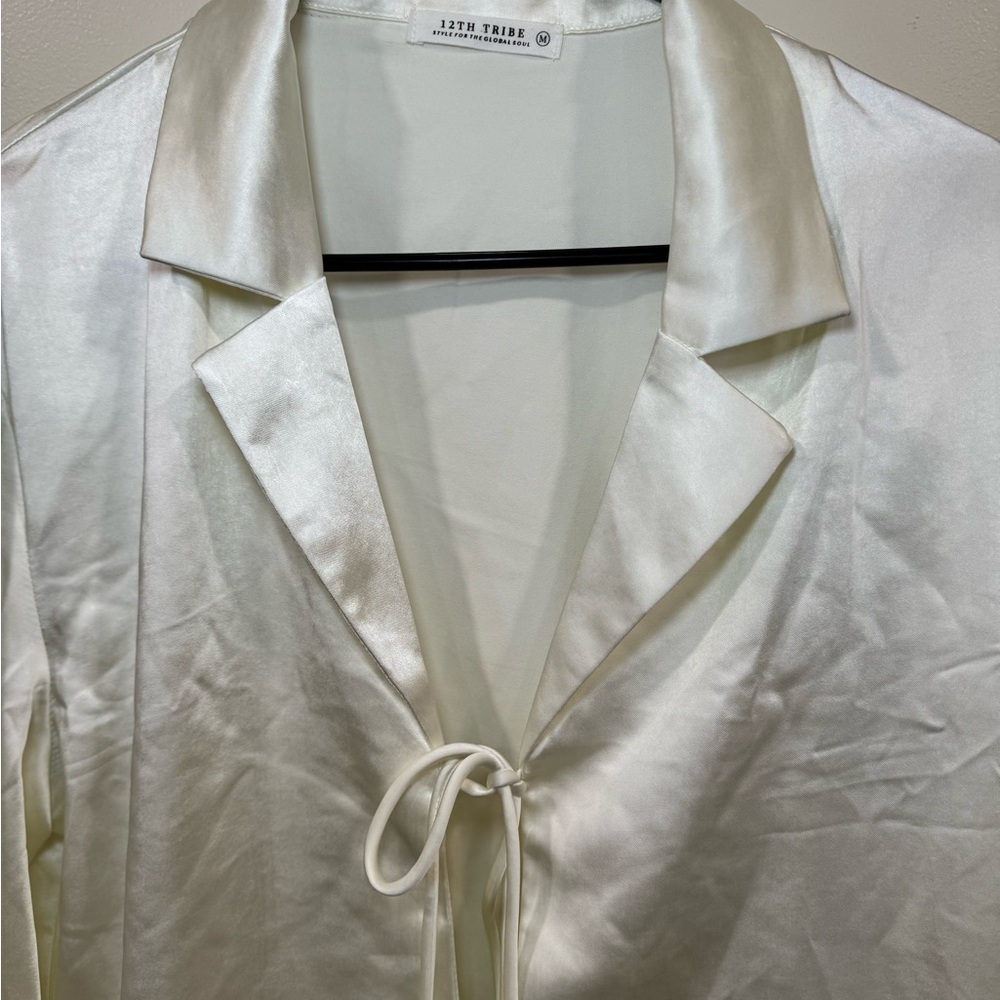White Satin Tie Top